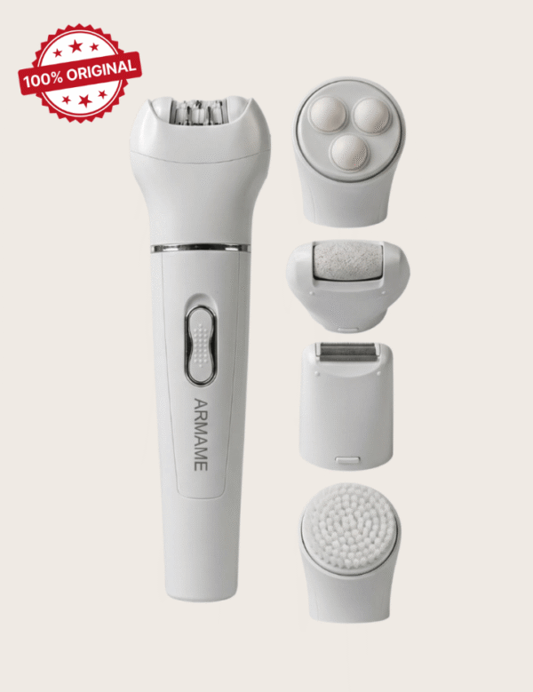 Épilateur 5 en 1 ARMAME MultiCare Pro avec rasoir, rouleau pédicure, brosse nettoyante et tête de massage